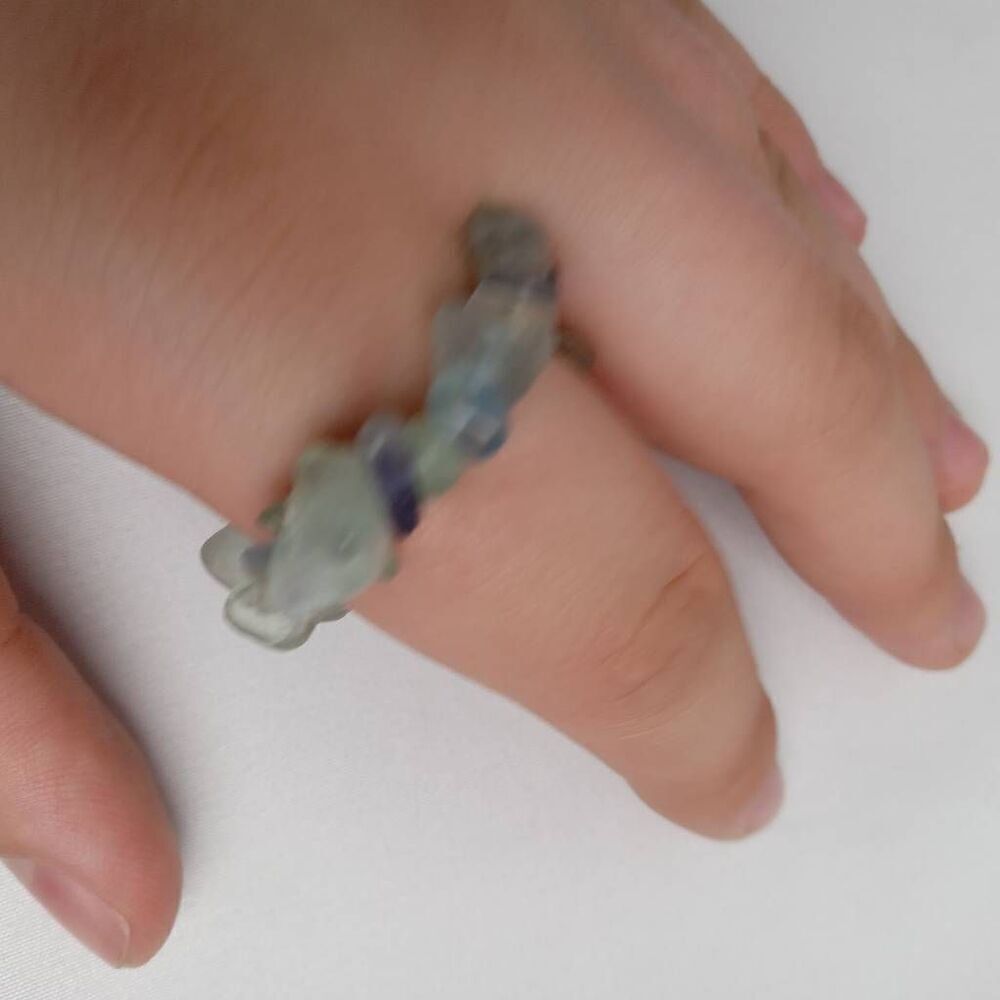 💕5/25 Fluorite stone chip ring size 8 - Picture 2 of 3